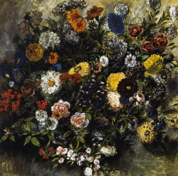 Eugene Delacroix Painting - Bouquest of Flowers Romantic Eugene Delacroix